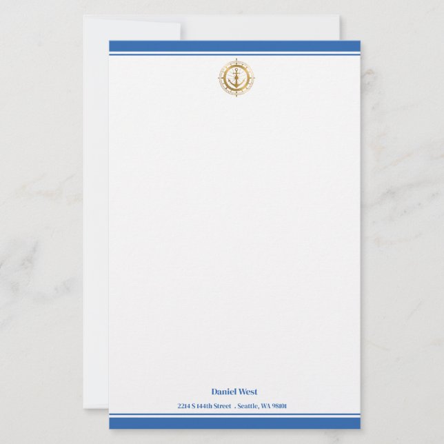 Maritime Print Custom Stationery Paper (Front)