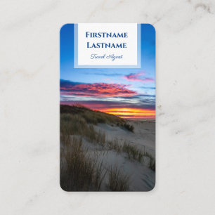 Maritime sand dune beach sunset travel agent style business card
