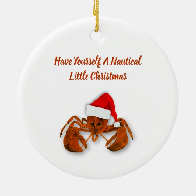 Maritime Santa Lobster Ceramic Tree Decoration (Back)