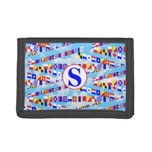 Maritime Signal Flags pattern 5 Sailor Sayings Trifold Wallet