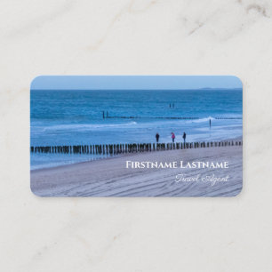 Maritime stormy beach sunset ocean travel agent business card