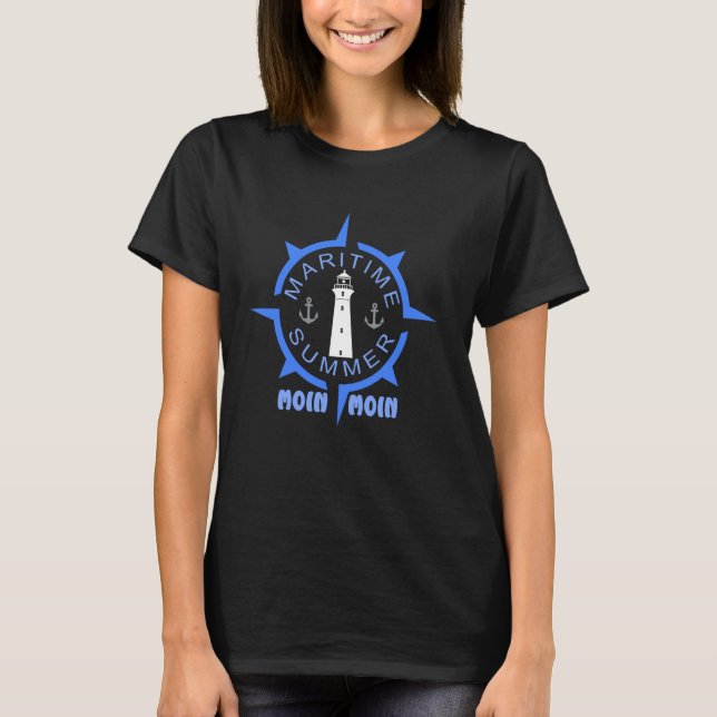 Maritime Summer Moin Lighthouse Compass Anchor Fun T-Shirt (Front)