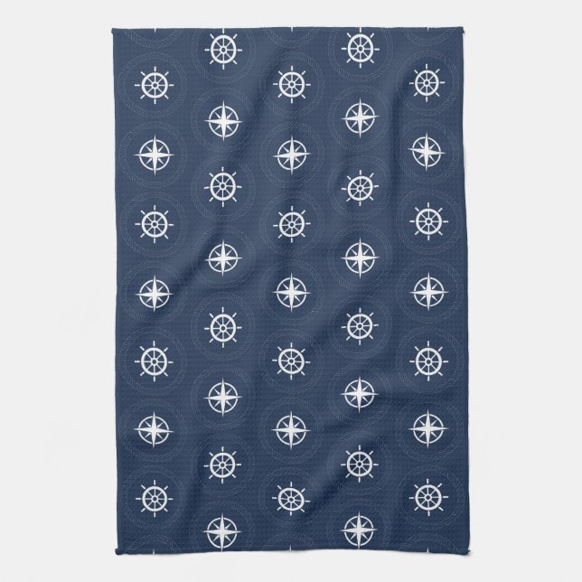 Maritime Tool Pattern Tea Towel (Vertical)