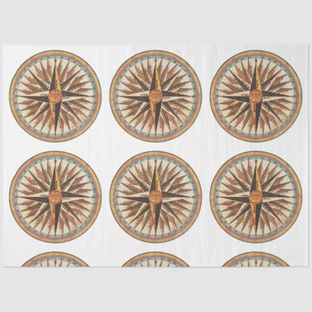 Maritime Vintage Compass Rose Decoupage Tissue Paper (Front)