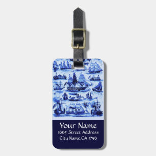 MARITIME,VINTAGE SHIPS,SAILING VESSELS,Navy Blue Luggage Tag