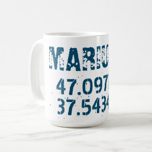 Mariupol Latitude & Longitude Distressed Coffee Mug