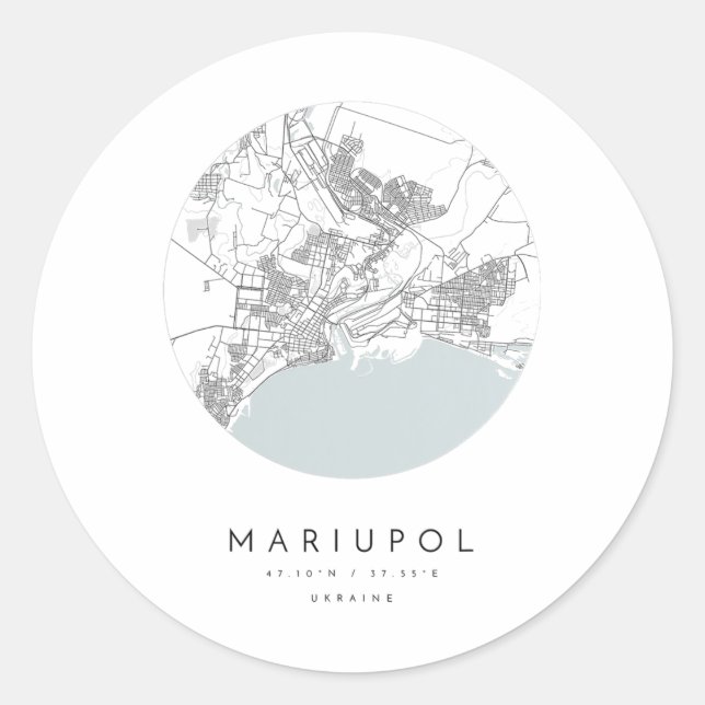 Mariupol Ukraine Coordinates Map Hometown  Classic Round Sticker (Front)