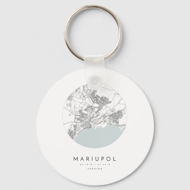 Mariupol Ukraine Coordinates Map Hometown  Key Ring (Front)