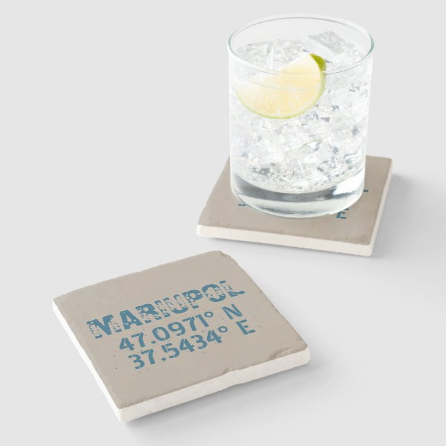 Mariupol Ukraine Latitude & Longitude Distressed   Stone Coaster (Side)