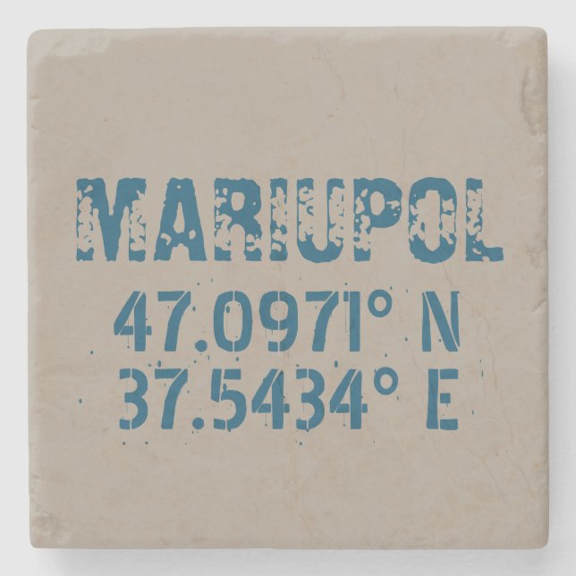 Mariupol Ukraine Latitude & Longitude Distressed   Stone Coaster (Front)