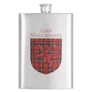 Marjoribanks Tartan Scottish Plaid Lion Rampant Hip Flask