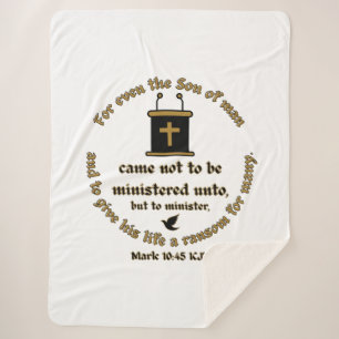 Mark 10:45 KJV Bible Verse Faith With Scriptures Sherpa Blanket