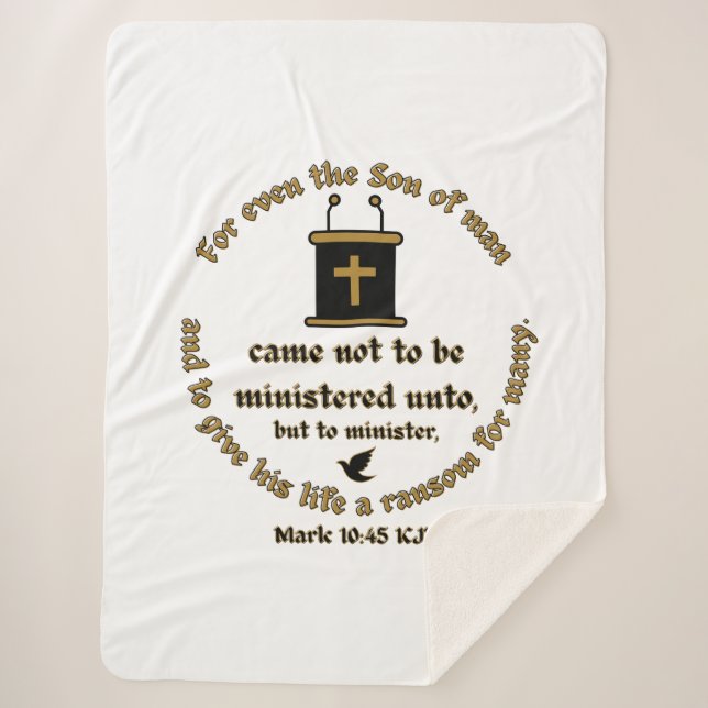 Mark 10:45 KJV Bible Verse Faith With Scriptures Sherpa Blanket (Front)