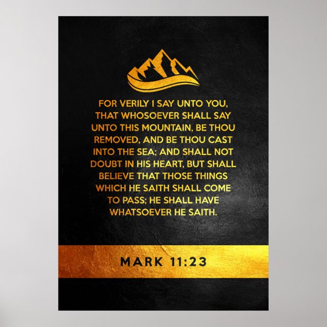 Mark 11:23 Bible Verse Poster (Front)