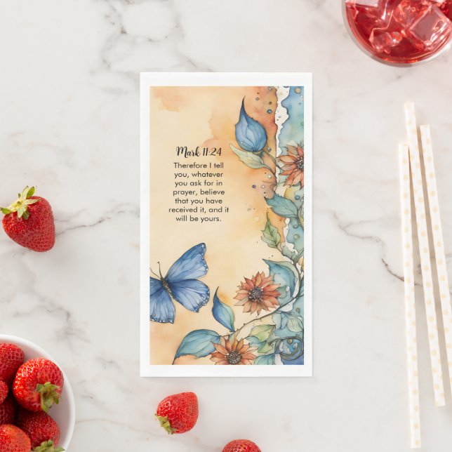 Mark 11:24 Christian Bible Verse Image Napkin (Insitu)