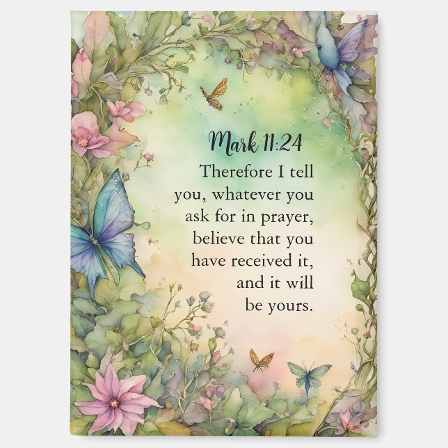 Mark 11:24 Christian Watercolor Image Magnet (Front)