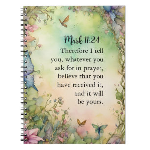 Mark 11:24 Christian Watercolor Image Notebook