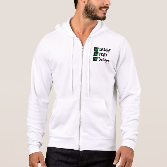 Mark 11:24 KJV Bible Scripture Full-Zip Mens Hoodie (Front)