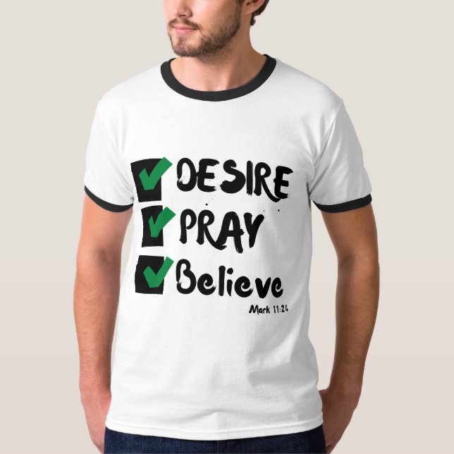 Mark 11:24 KJV Bible Scripture Mens Ringer T-Shirt (Front)