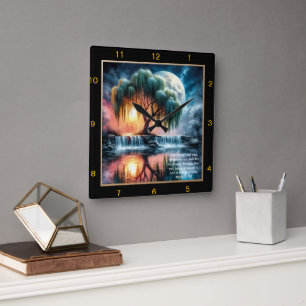 Mark 11:24 Peace Clock: Personalised Gift of Faith Square Wall Clock
