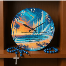 Mark 11:24 Peaceful Cross Sunset Reflection