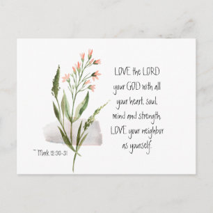 Mark 12:30-31 LOVE the LORD your GOD Postcard
