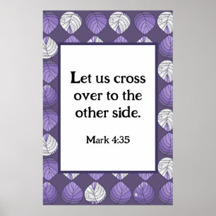 Mark 4:35 Fish Head Leaves Lilac  Poster