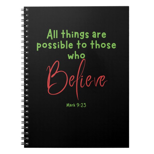 Mark 9:23 Believe Scripture Notebook (Front)