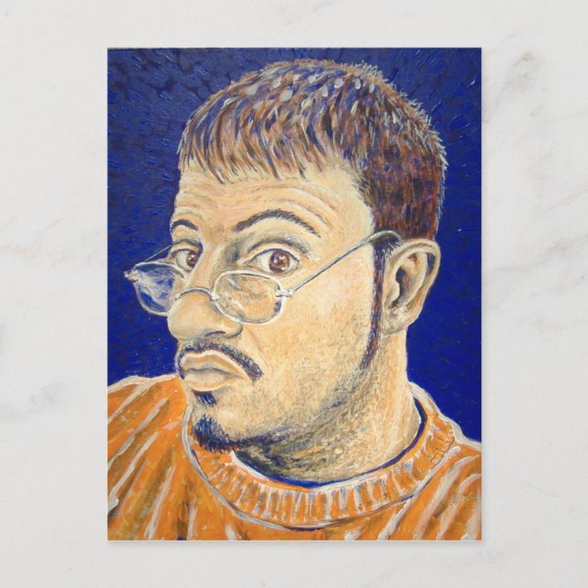 Mark E Westerfield Self Portrait Orange White Blue Postcard (Front)
