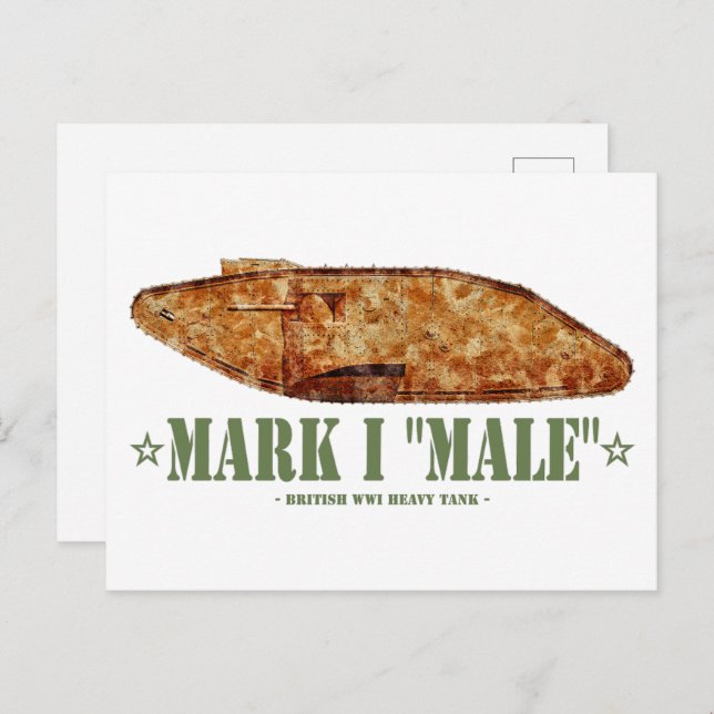 Mark I Male World War One British Heavy Tank WWI Postcard (Front/Back)