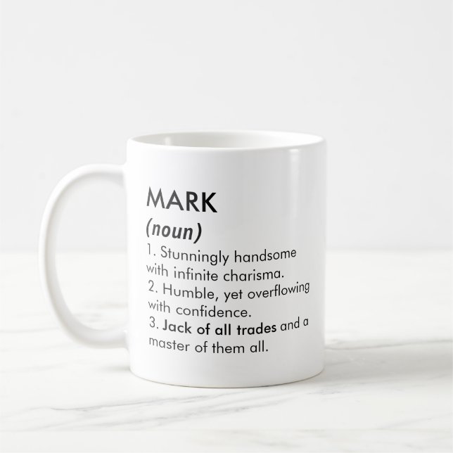 Mark name, Editable name, Custom name Coffee Mug (Left)
