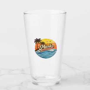 Mark Retro Sunset Name Design Glass