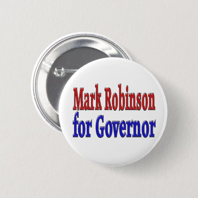 Mark Robinson for Governor with red blue text  6 Cm Round Badge (Front & Back)