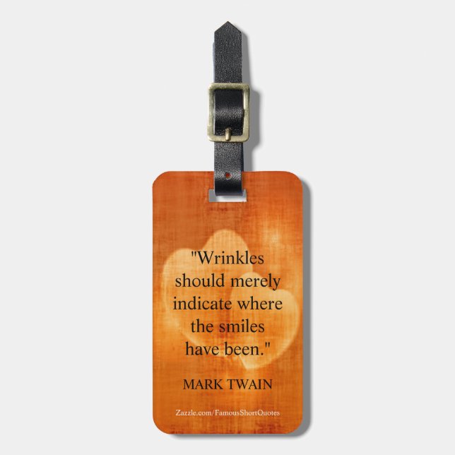 Mark Twain Birthday Quote With Hearts Luggage Tag (Front Vertical)