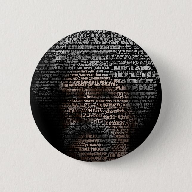 Mark Twain (TypeFace) 6 Cm Round Badge (Front)