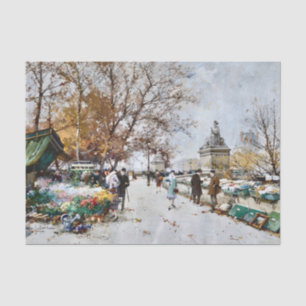 Market at Pont Du Carousel by Eugene Galien-Laloue Tissue Paper