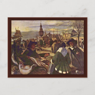 Market At The Harbour By Witte Emanuel De Postcard