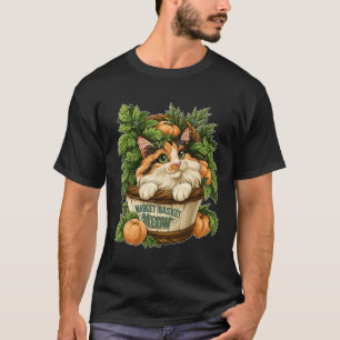 Market Basket Meow Cute Cat with Fresh Vegetables  T-Shirt