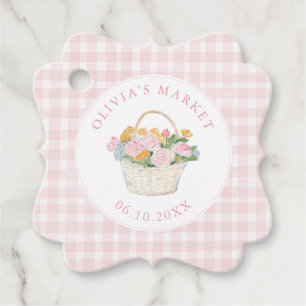 Market Bridal Shower Preppy Pink Gingham Favour Tags