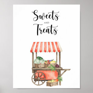 Market cart baby shower - sweets and treats poster