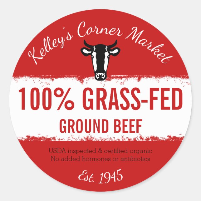 Market Farm Style Label for Organic Beef Template (Front)