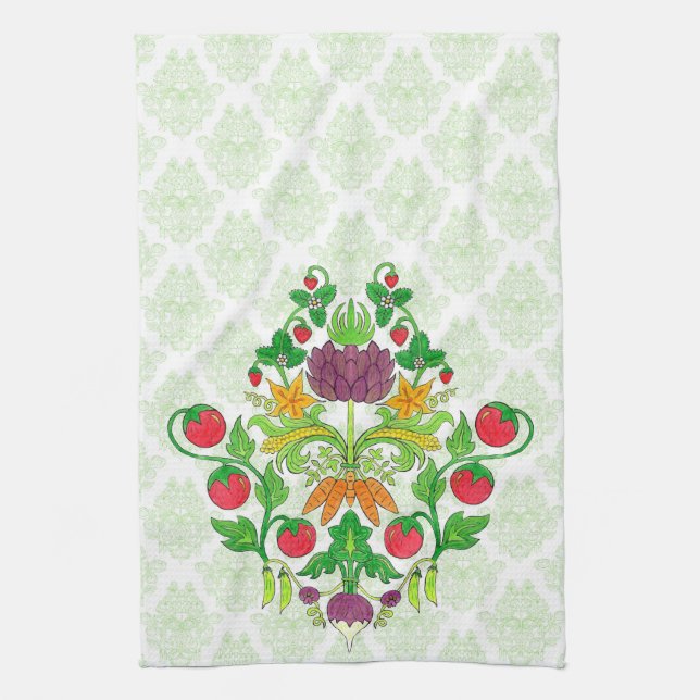 Market Fresh Damask Tea Towel (Vertical)