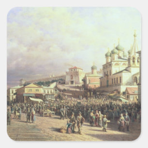 Market in Nishny, Novgorod, 1872 Square Sticker