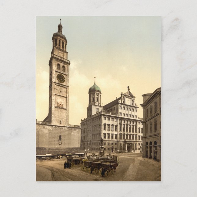 Market Place, Augsburg, Bavaria, Germany Postcard (Front)