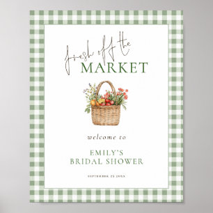 Market Sage Gingham Welcome Bridal Shower Poster
