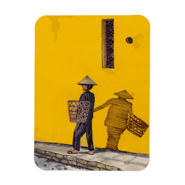 Market Salesman In Hoi An Vietnam Illustration Magnet (Vertical)