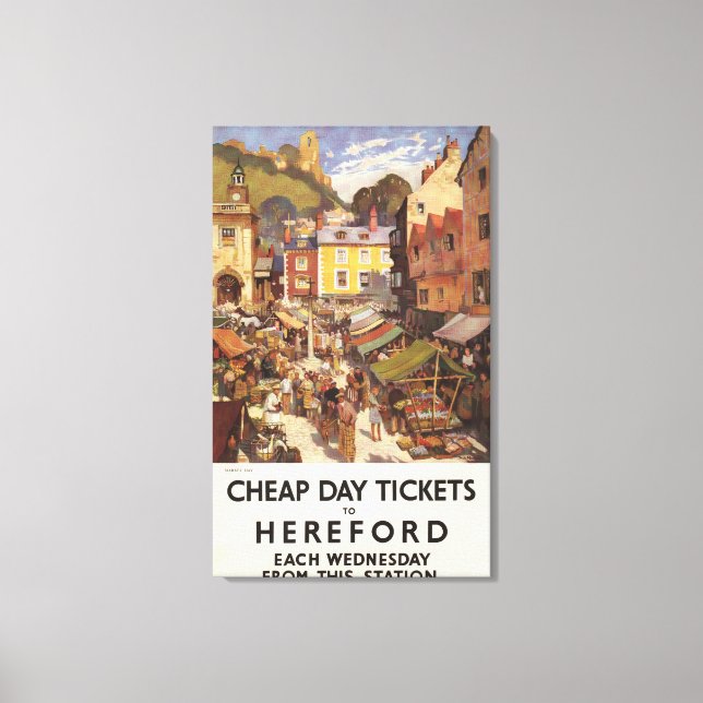 Market Scene Railway Poster Canvas Print (Front)