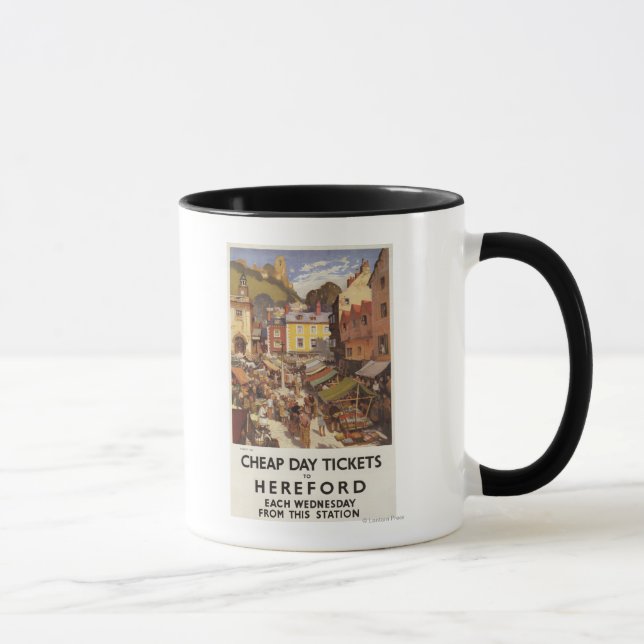 Market Scene Railway Poster Mug (Right)
