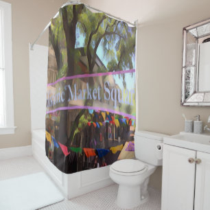 Market Square Watercolor - San Antonio Shower Curtain