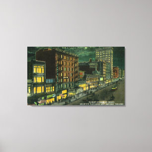 Market St at Night, Pantages, Empress Theatre Canvas Print